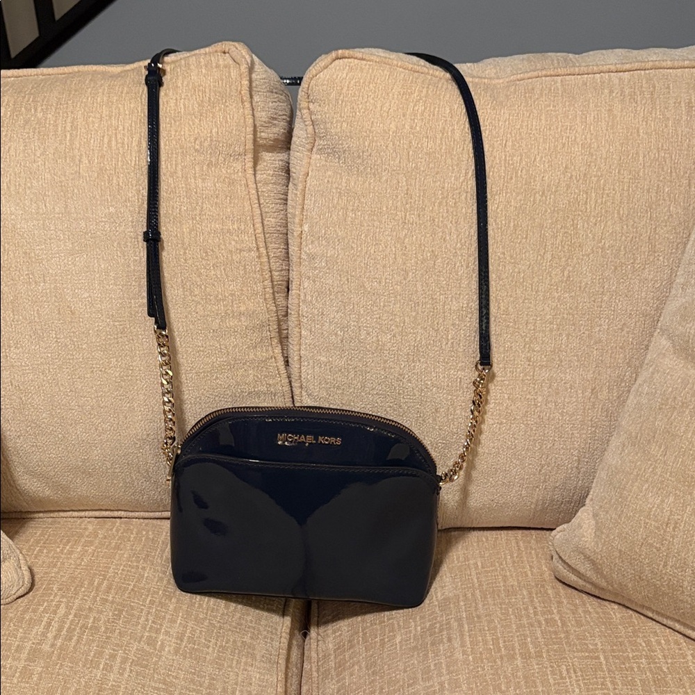 Michael Kors Navy Crossbody Bag with Gold Chain